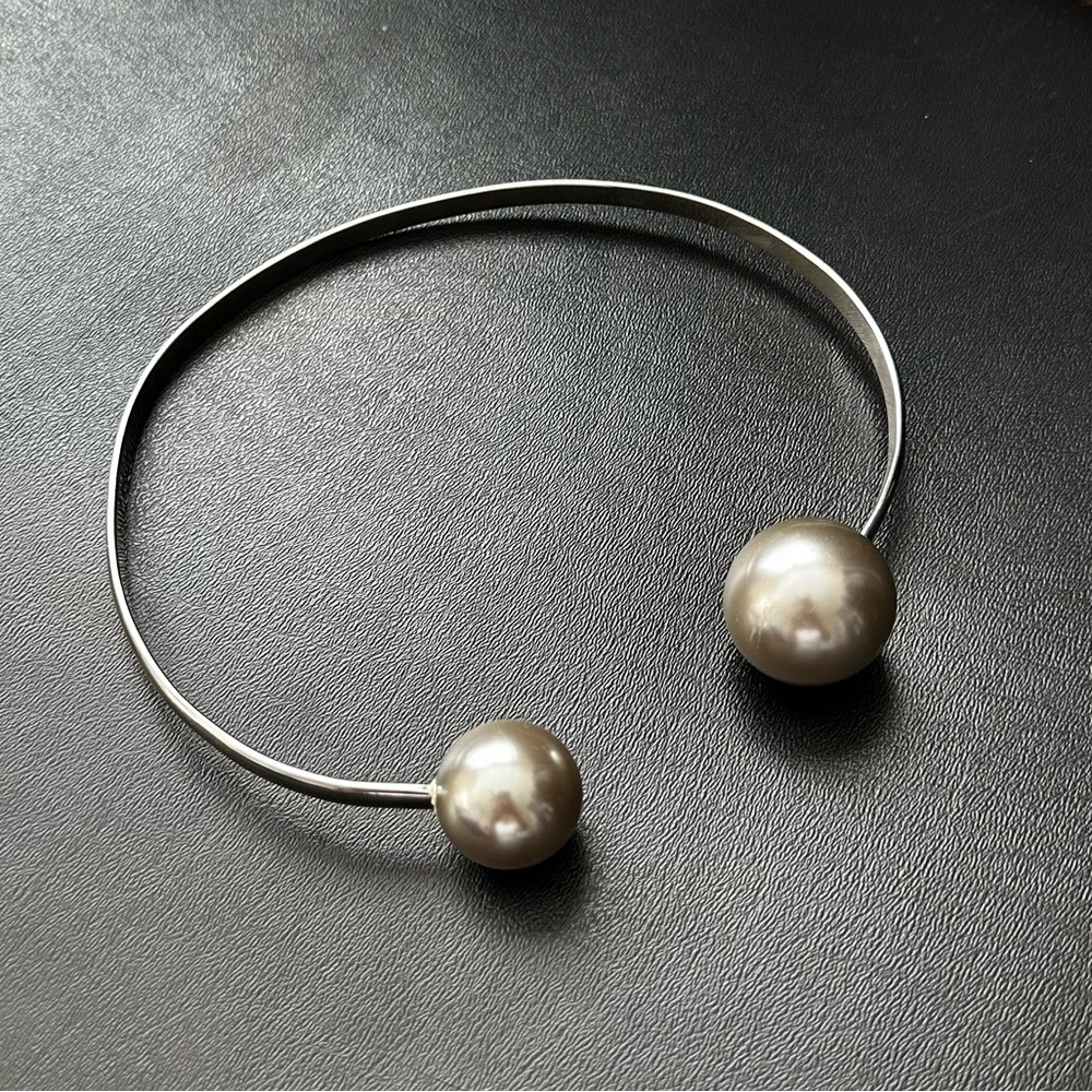 Unique Silver Tone Collar Statement Necklace Goth… - image 2